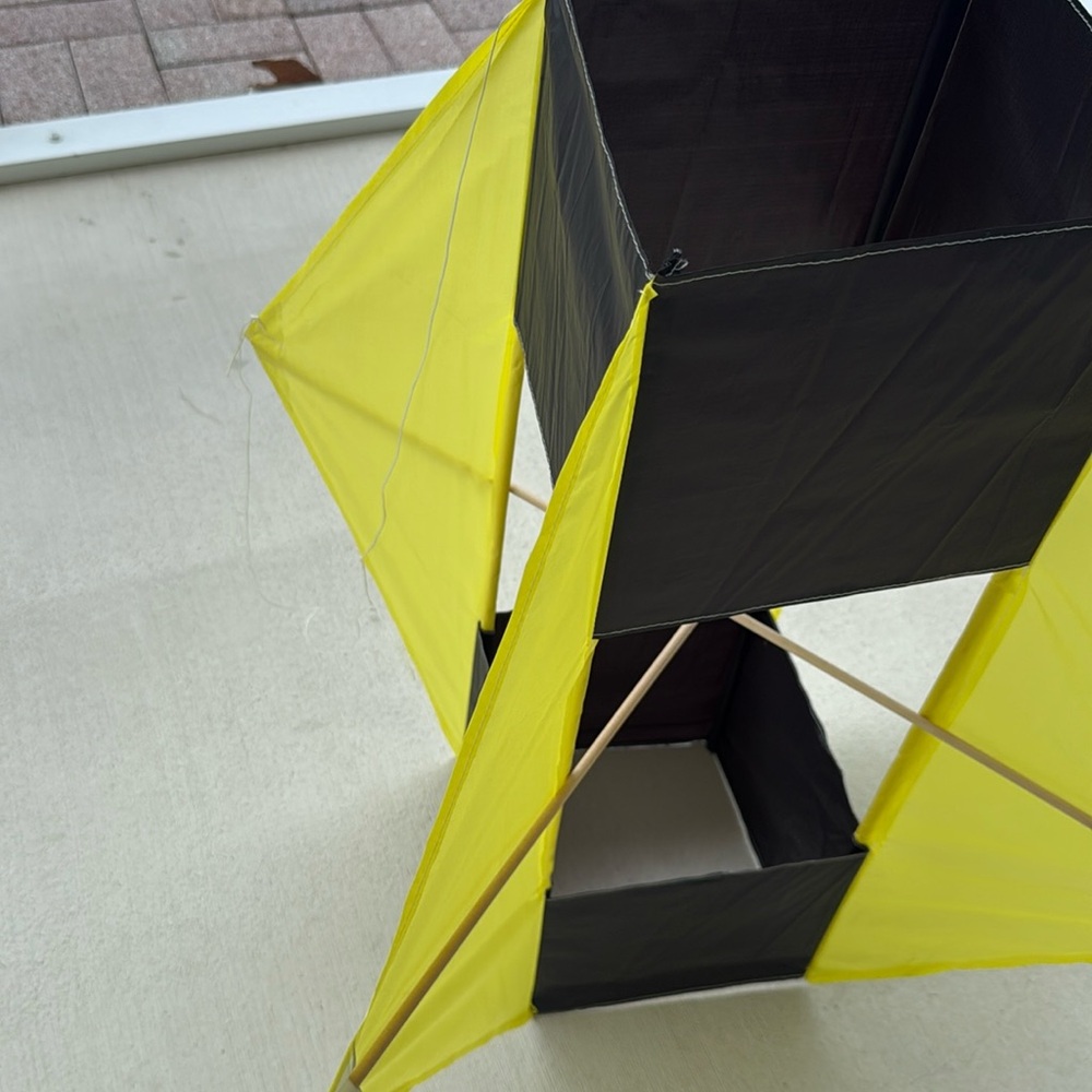 Vintage yellow and black 3-dimensional box kite - Picture 4 of 7